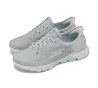 Skechers Womens Go Walk 5 Relaxed Fit Slip in Golf Shoe, Gray/Aqua, 8.5