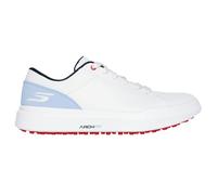 Skechers Women's Drive 6 Arch Leather Relaxed Fit Waterproof Golf Shoe Sneaker, White/Blue, 9