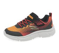 Skechers GO Run 650 NORVO Sneaker, Black and Red Textile/Black Synthetic/Red and O, 4 UK Child