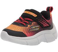 Skechers GO Run 650 NORVO Sneaker, Black and Red Textile/Black Synthetic/Red and O, 4 UK Child