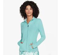Skechers Womens Go Walk Wear Mesh Mock Neck Athletic Jacket - Blue Spandex - Size Large