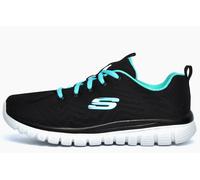 Skechers Women's Graceful Get Connected Sneaker, Black Mesh Turquoise Trim, 6 UK