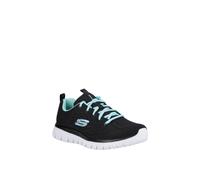 Skechers Women's Graceful Get Connected Sneaker, Black Mesh Turquoise Trim, 4 UK