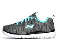 Skechers Graceful Twisted Fortune Womens Trainers 6 UK Black/Turquoise