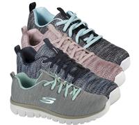 Skechers Women's Trainers Graceful Twisted Fortune Casual Walking Lace-up Black/Turquoise UK 4
