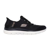 Skechers Women's Summits Classy Night Slip-On Sneakers, Black Mesh/Black/Rose Gold Trim, 3 UK