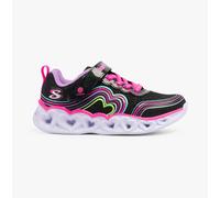 Skechers HEART LIGHTS - RETRO HEARTS Girls Casual Lace-Up Trainers-Black/Multi
