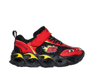 Skechers Hot Lights: Thermo Flash - Wheel Buddies Sneaker in Red/Black, Size 6 | Synthetic/Textile