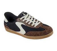 Skechers Women's Slip-On Sneakers Hotshot Everyday Ease Black Nylon, Brown Leather Trim UK 7