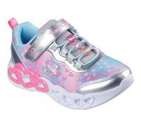 Skechers Girl's Infinite Heart Lights Heart Jewels Trainers, Silver Sparkle Mesh/Multi Trim, 3 UK Child