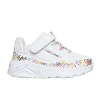 Skechers JGoldcrown: UNO Lite - Heart Craze Sneaker in White, Size 9 | Synthetic/Textile, Machine Washable