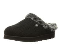 Skechers Women's Keepsakes Ice Angel Slipper, Black Cable Knit Sweater/Faux Fur Trim, 6 UK
