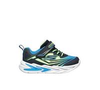 Skechers Baby Boy's Flex-Glow Ultra Sneaker, Black Synthetic/Blue & Lime Textile/Silve, 4 UK