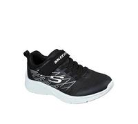 Skechers Boy's Microspec Texlor Sneakers, Black Textile/ Black & Silver Trim, 10 UK Child