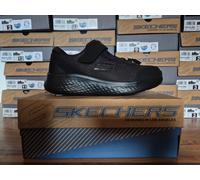 SKECHERS KIDS TRAINERS BLACK SPORTS PE SCHOOL RUN SHOES NO TIE LACES ALL BLACK