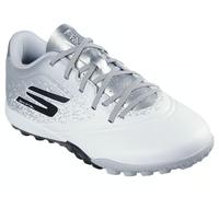 Skechers Kids Unisex BOYS / GIRLS JUNIOR ASTRO TURF FOOTBALL TRAINERS TF RAZOR 1.5 WHITE SILVER - Size UK 2