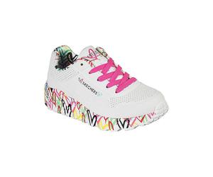 Skechers Kids UNO Lite Printed Sole Trainers White Multi