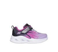 Skechers Lighted Gore & Strap Sneaker with Ombre Embossed Upper, Purple, Size 4 Younger Purple