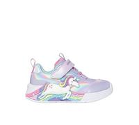 Skechers Lighted Unicorn Bungee & Gore Sneaker W/ Rainbow Glitter Print Upper, Purple, Size 4 Younger Purple