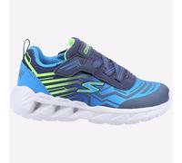 Skechers Boy's Magna-Lights Sneaker, Navy Synthetic Mesh Blue Lime Trim, 4 UK Child
