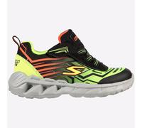 Skechers Boy's Magna-Lights Sneaker, Black Synthetic Mesh Yellow Orange, 4 UK Child