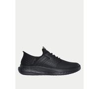 Skechers male Slade Zachary Leather Slip-ins Trainers - 9 - Black, Brown Mix,Black