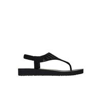 Skechers Meditation Glamorous Muse Oval Gem Sling Back Sandal - Black Mitobuck/rhinestone Trim, Black, Size 4, Women Black