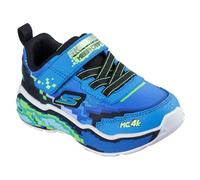 Skechers Mega Scene Sneaker, Blue Textile/Blue Synthetic/Black & Lime Tr, 7 UK Child