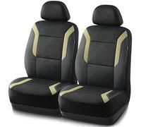 Skechers Memory Foam™ Car Seat Covers, Air Cool Mesh Thick Seat Covers, Black/Beige Two Front, Airbag Compatible, Universal Fit for Car, Van, Truck, SUV