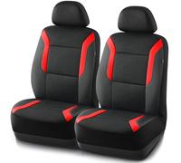 Skechers Memory Foam™ Car Seat Covers, Leather & Mesh Thick Car Seat Protection, Red Front Seat Cover, Airbag Compatible, Automotive Comfort & Protection for Most Cars, Trucks, SUVs
