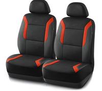 Skechers Memory Foam Leather Car Seat Covers, Air Cool Mesh Thick Seat Covers, Slip-ins Front Seat Cover, Airbag Compatible, Automotive Comfort for Most Cars, Vans, Trucks, SUV,Orange