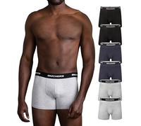 Skechers Men’s Tagless Boxer Briefs 6-Pack Athletic Fit, Moisture Wicking Cotton With Contoured Pouch, Breathable Multipack, Blue/Dark Grey/Black, L