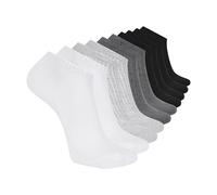 Skechers Men's 10 Pack Cushioned Low Cut Socks, White/Steel Grey/Black, 43-47