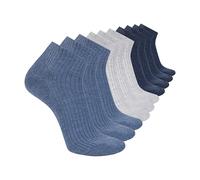 Skechers Men's 10 Pack Cushioned Quarter Crew Socks, Blue Combo/Grey Heather, 43-47