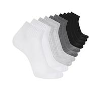 Skechers Men's 10 Pack Cushioned Quarter Crew Socks, White/Steel Grey/Black, 43-47