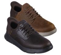 Skechers Mens 2026 Garza Gervin Plain Toe Bungee Slip-Ins Leather Trainers
