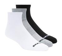 Skechers Men's 3 Pack Quarter Crew Sport Socks in Black/White/Gray, Size Large