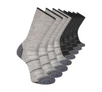 Skechers Men's 8-Pack Work Collection Crew, Extended Cushion & Mesh Ventilation Socks, Cool Grey/Steel Grey, 10-13