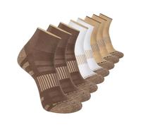 Skechers Men's 8-Pack Work Collection High Quarter Crew, Extra Cushion & Mesh Ventilation Socks, Coffee Resin/White/Khaki, 10-13