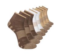 Skechers Men's 8-Pack Work Collection Quarter Crew, Extended Cushion & Mesh Ventilation Socks, Coffee Quartz/White/Khaki, 10-13