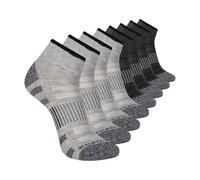 Skechers Men's 8-Pack Work Collection Quarter Crew Socks, Extended Cushion & Mesh Ventilation, Cool Grey/Steel Grey, 10-13