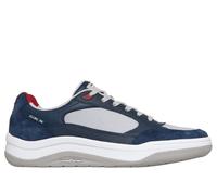 Skechers Men's Arch Fit Wave Sneaker in Navy Blue/Red, Size 9.5 | Leather/Textile/Synthetic