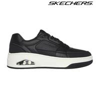 Skechers Mens Black Leather Trainers Uno Court Low Memory Foam Lace Up Shoes