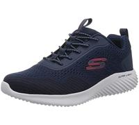 Skechers Men's Bounder Intread Sneaker, Navy Knit/Synthetic/Red Trim, 8.5 UK