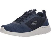 Skechers Men's Slip-On Trainers Bounder 52504 - Navy Mesh PU Trim - Elasticated Lace - UK 8