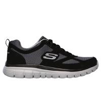 Skechers Men's Burns - Agoura Sneaker in Black/Gray, Size 7 | Leather/Textile/Synthetic