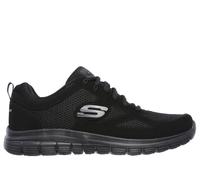 Skechers Men's Burns - Agoura Sneaker in Black, Size 10 | Leather/Textile/Synthetic