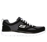 Skechers Men's Burns - Agoura Sneaker in Black/White, Size 11 | Leather/Textile/Synthetic