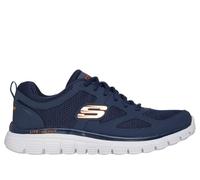 Skechers Men's Burns - Agoura Sneaker in Navy Blue/Orange, Size 6.5 | Leather/Textile/Synthetic