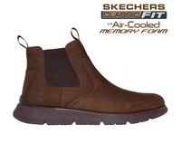 Skechers Mens Chocolate Brown Leather Chelsea Boots Memory Foam - Paulo 205227